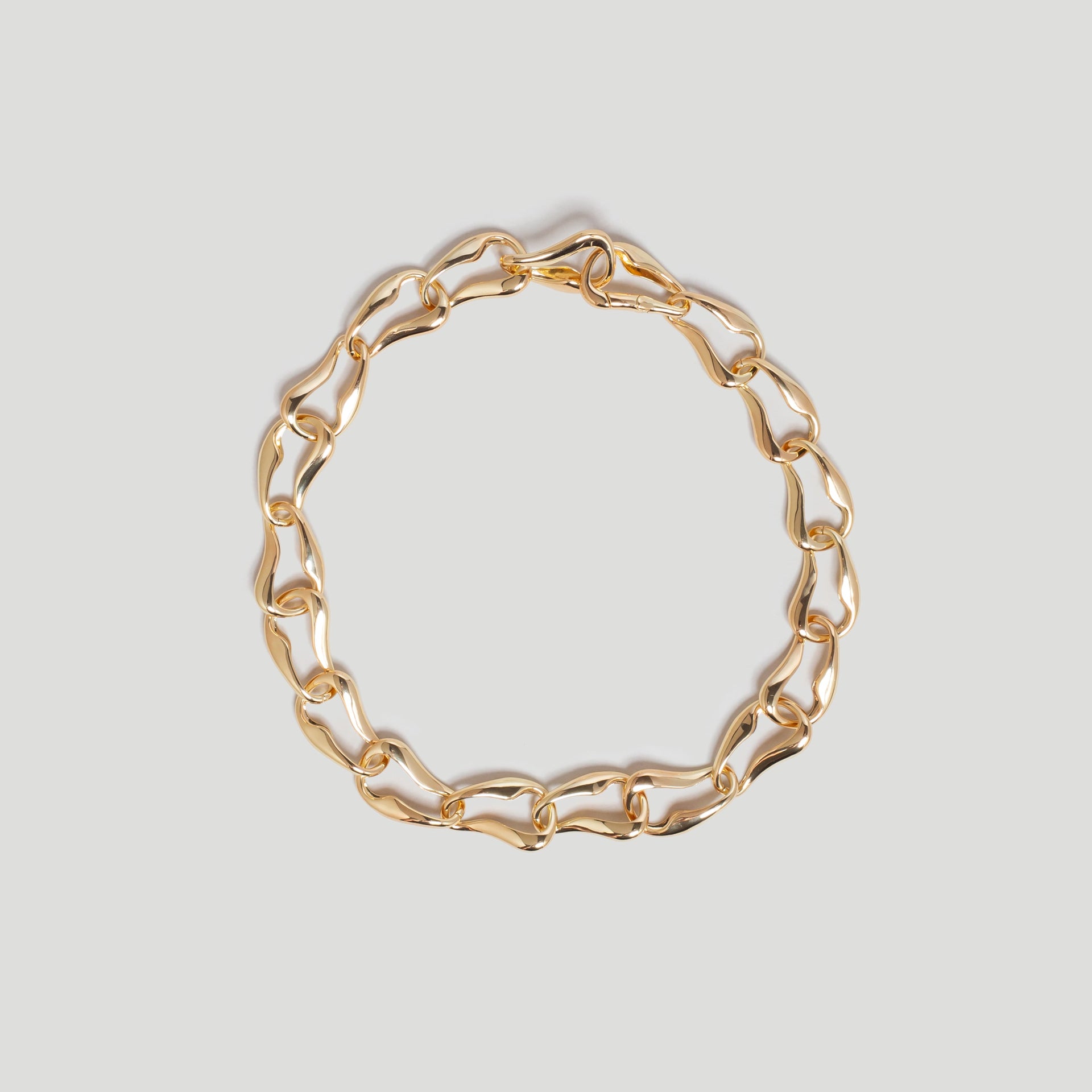 Wave Link Statement Gold Chain Necklace in 18k Gold Plate