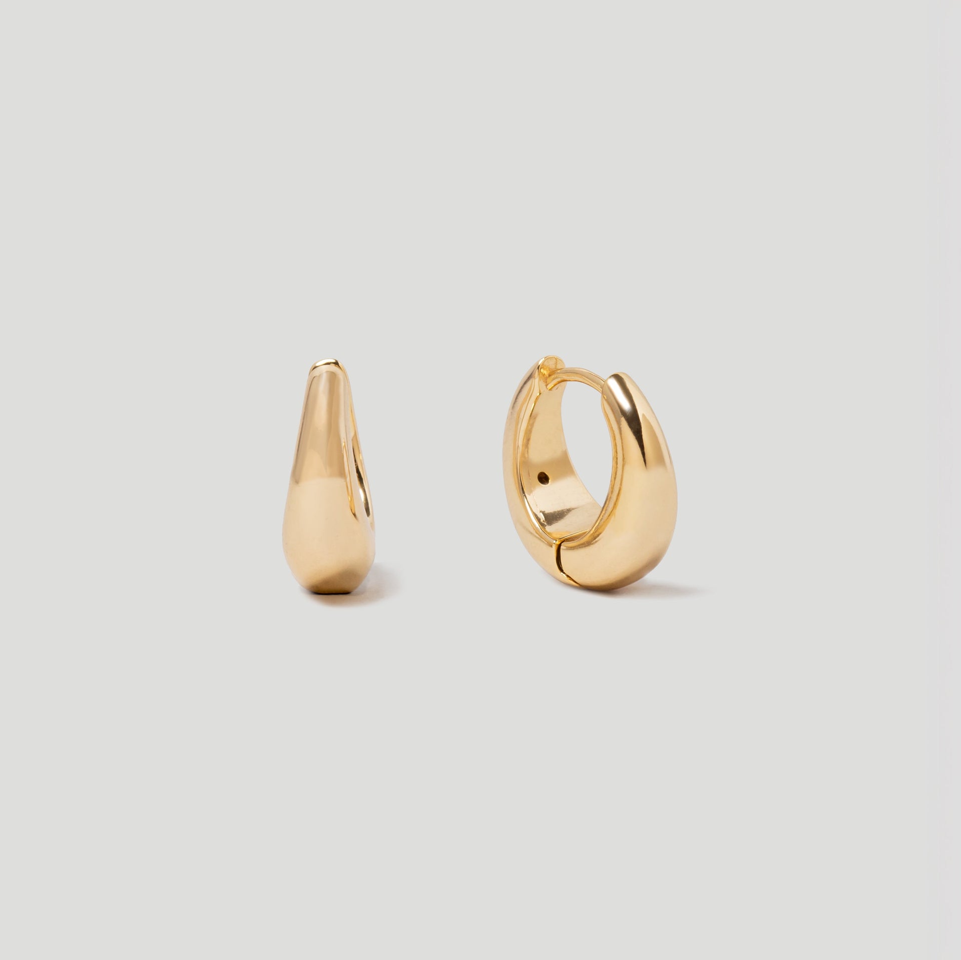 Teardrop Domed Gold Huggie Hoop Earrings in 18k Gold Plated Vermeil