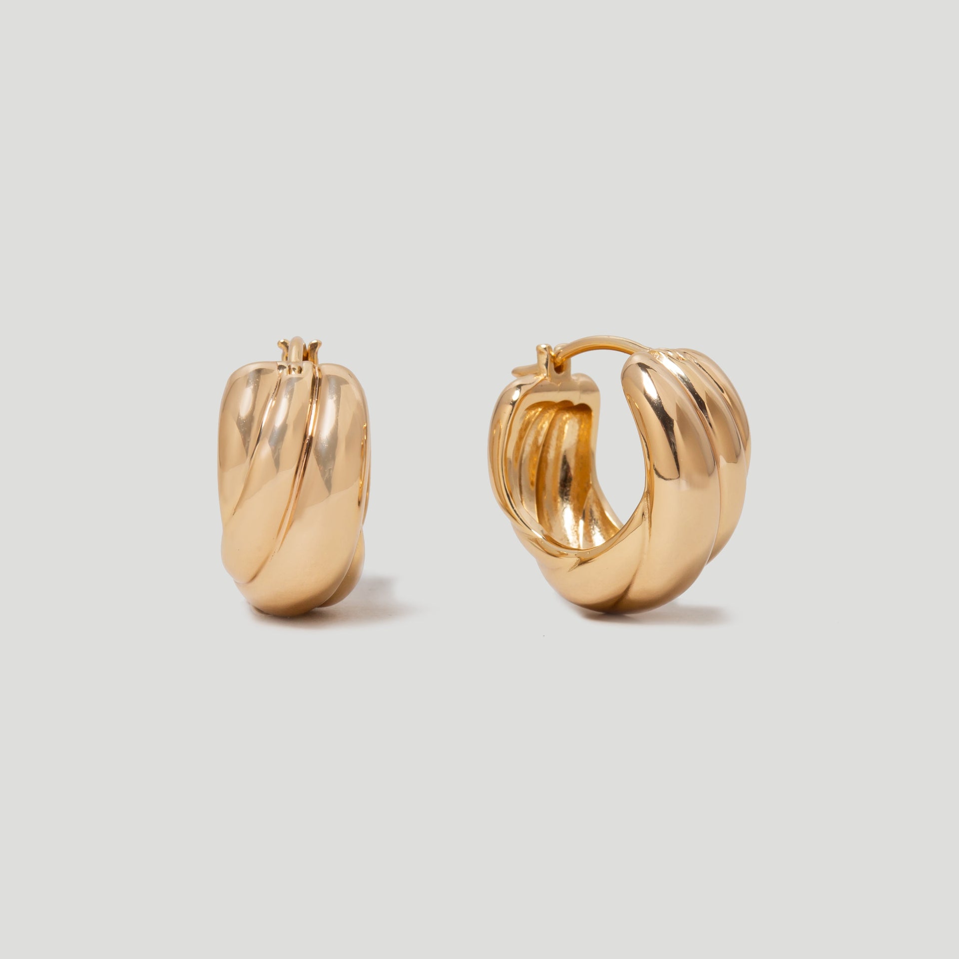 Domed Wave Chunky Gold Hoop Earrings in 18k Gold Plated Vermeil