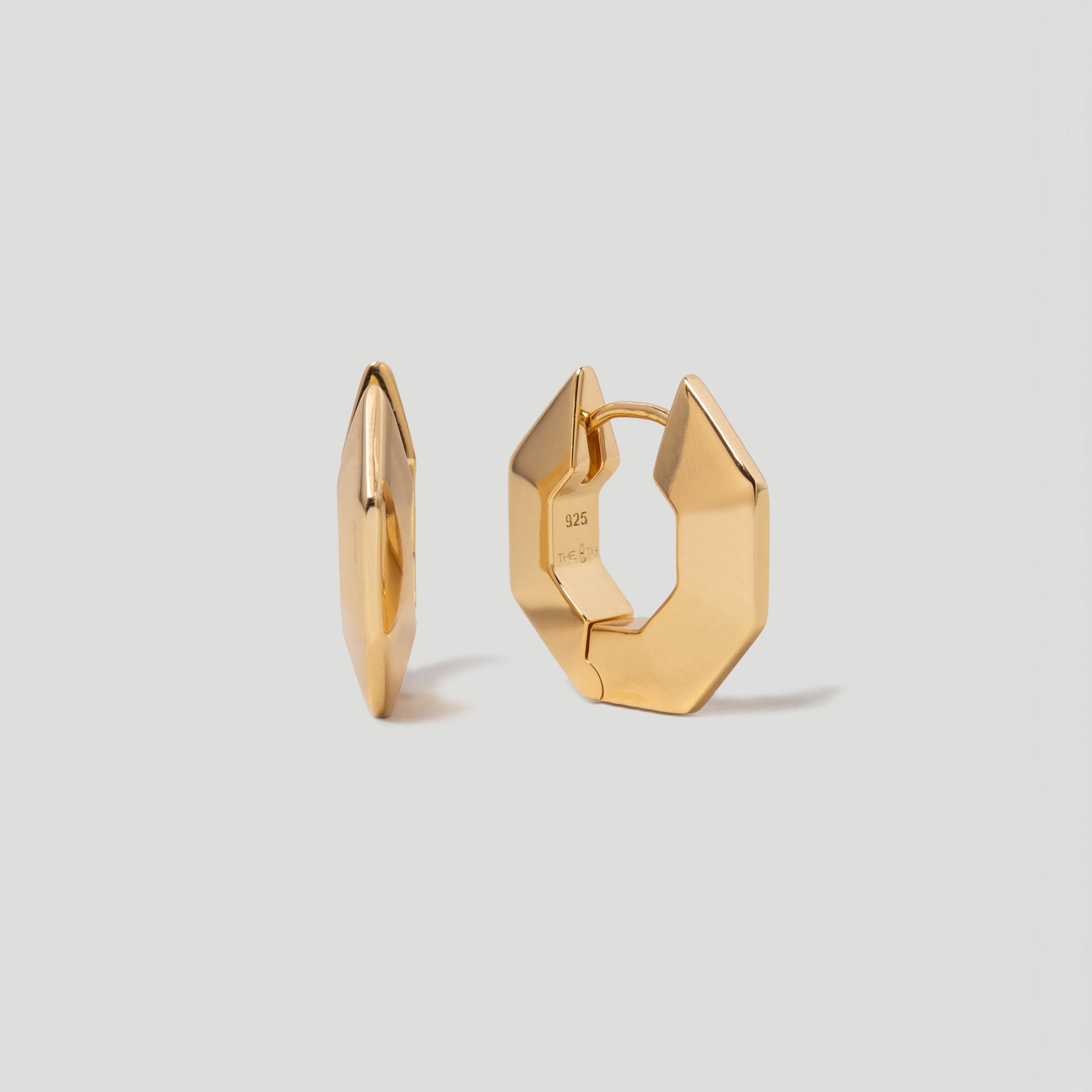 Octagon Chunky Gold Hoop Earrings in 18k Gold Plated Vermeil