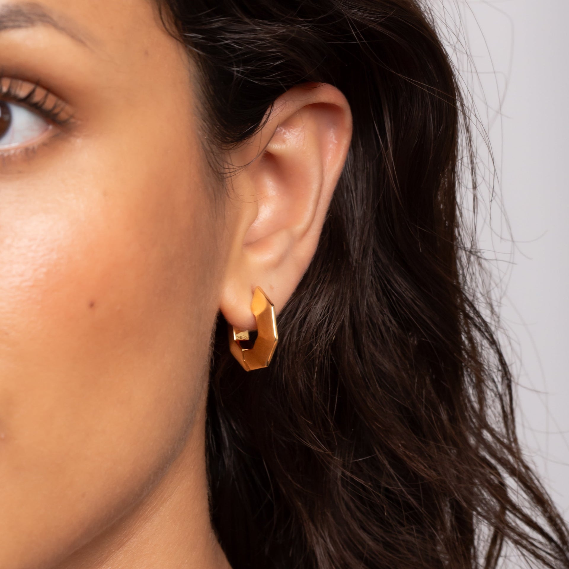 Octagon Chunky Gold Hoop Earrings in 18k Gold Plated Vermeil