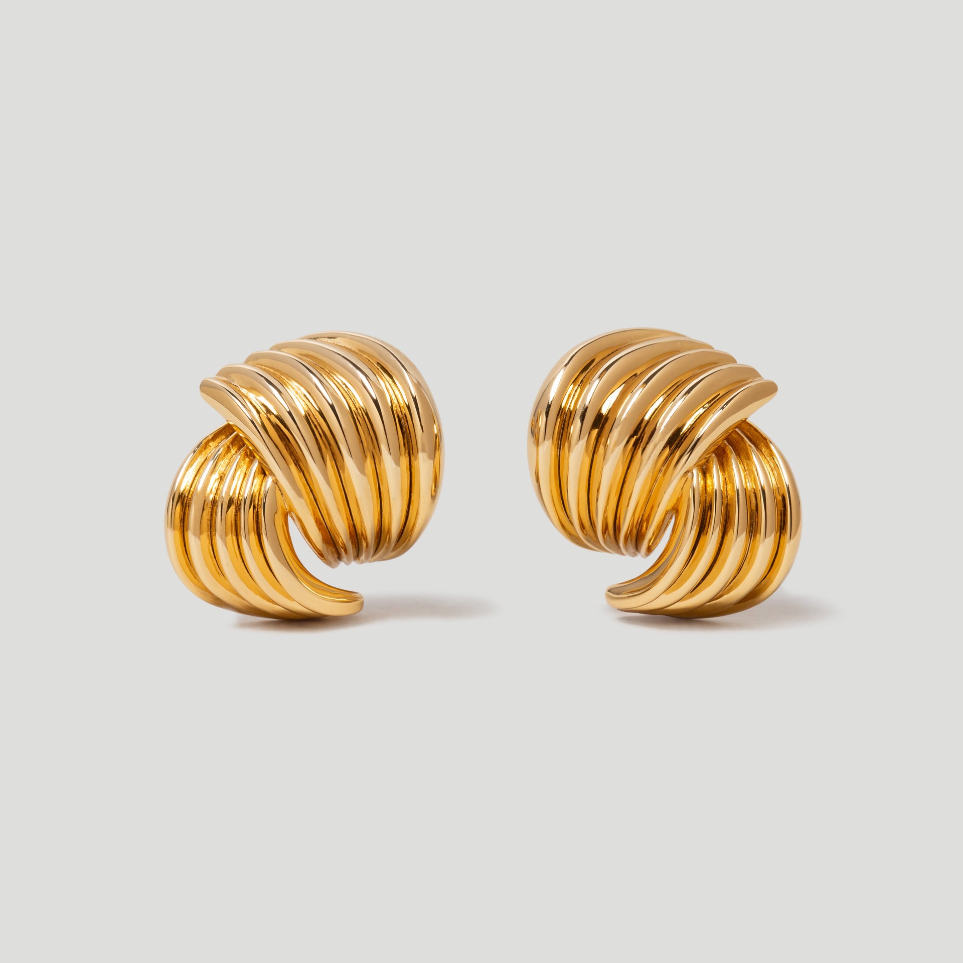 Wave Knot Statement Gold Stud Earrings in 18k Gold Plated Vermeil