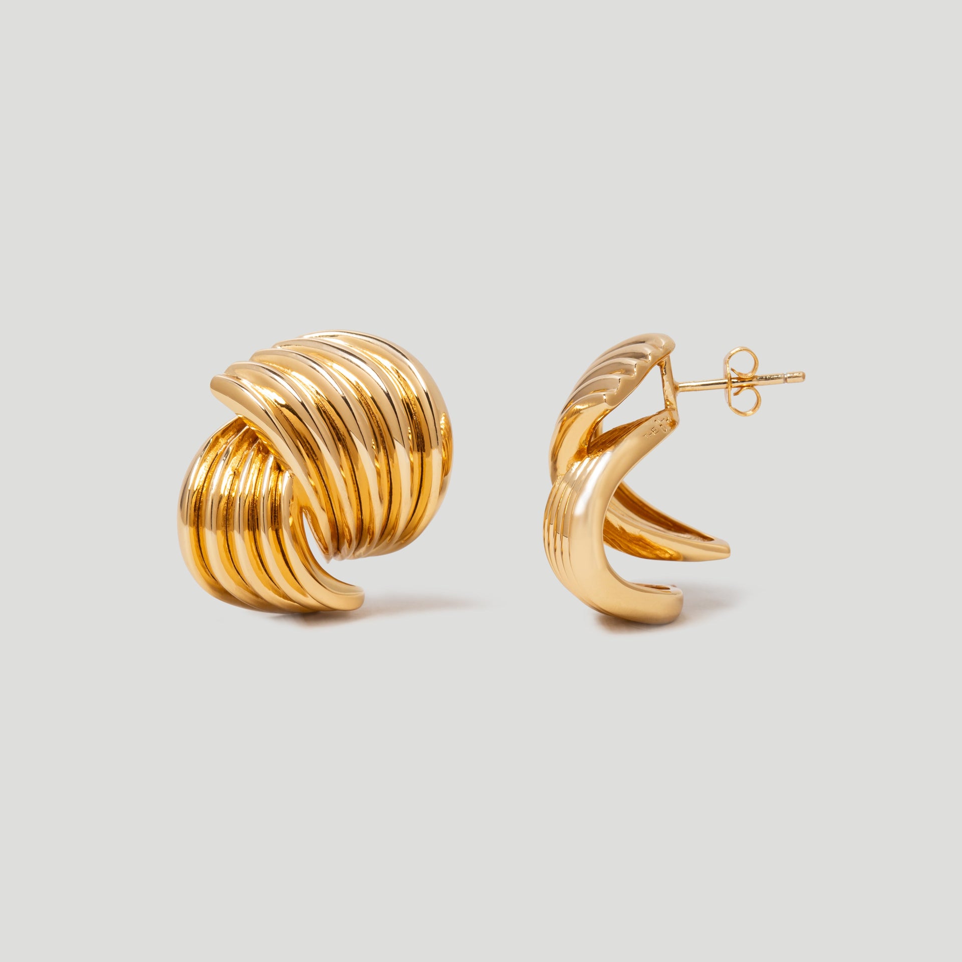 Wave Knot Statement Gold Stud Earrings in 18k Gold Plated Vermeil