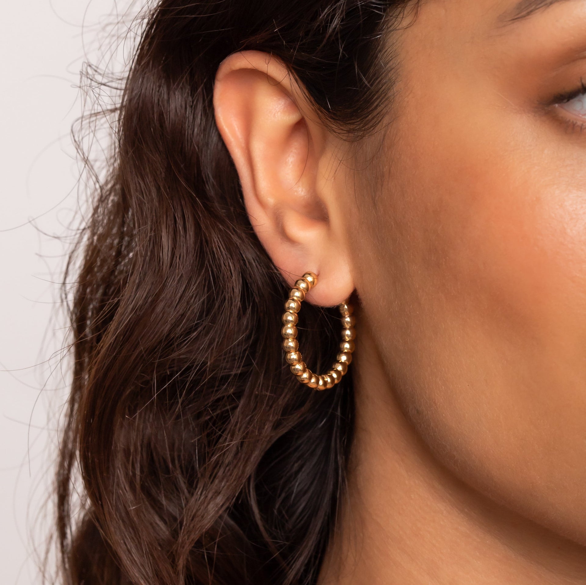 Orb Ball Gold Hoop Earrings In 18K Gold Plated Vermeil