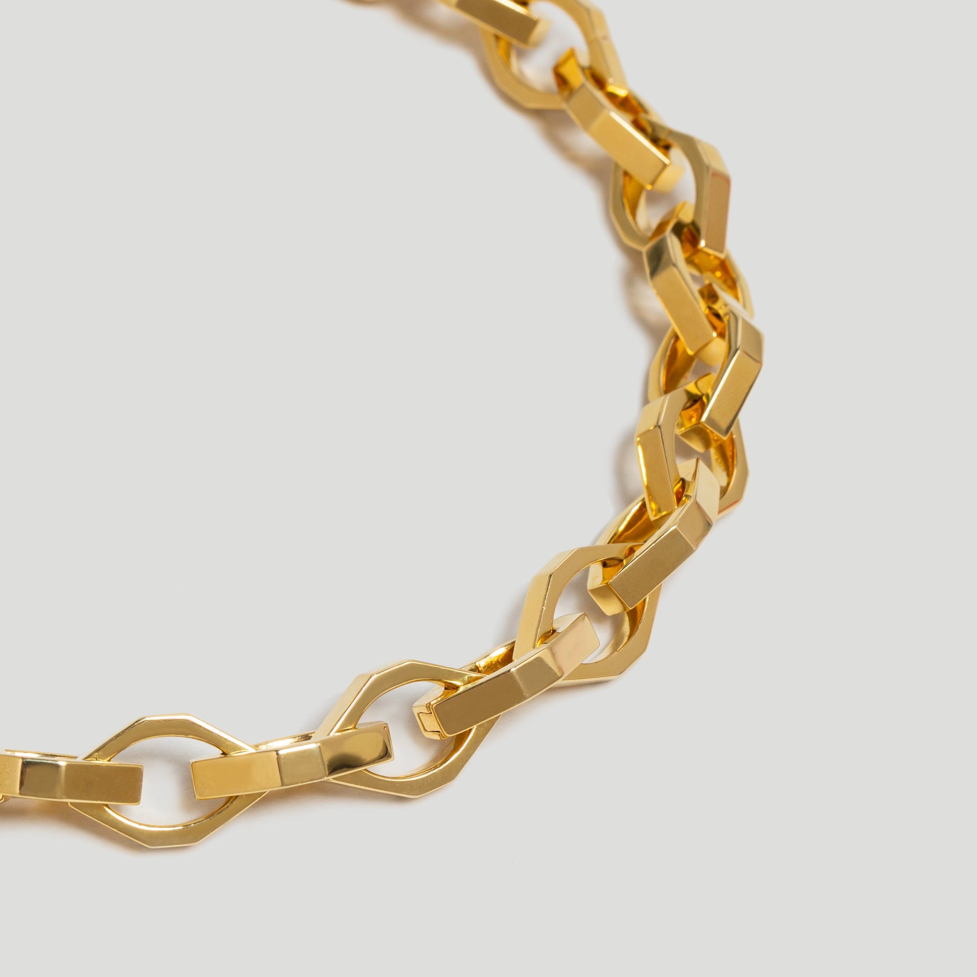 Octagon Link Chunky Gold Chain Necklace in 18k Gold Plating