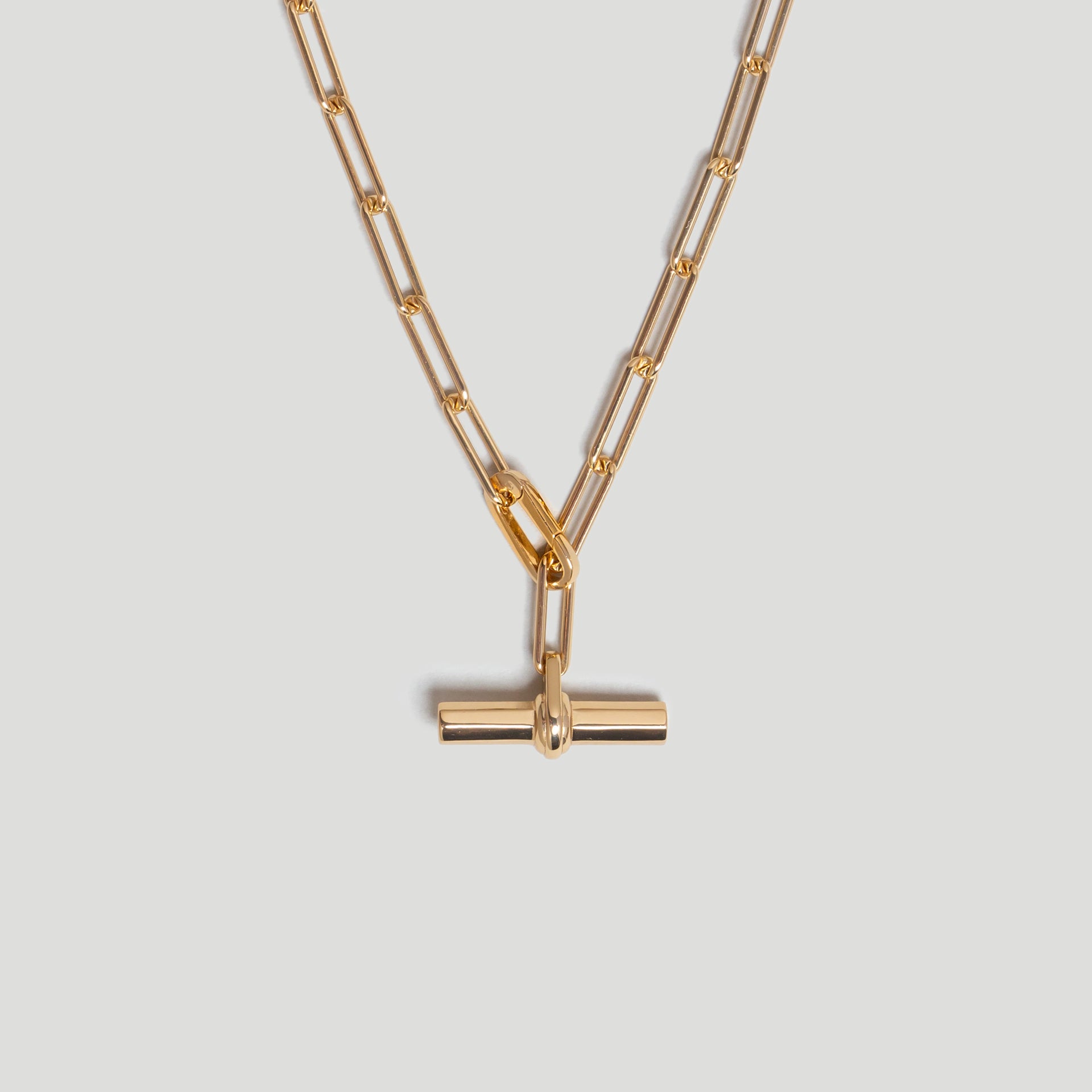 Adjustable Gold Chain T Bar Necklace in 18k Gold Plated Sterling Silver