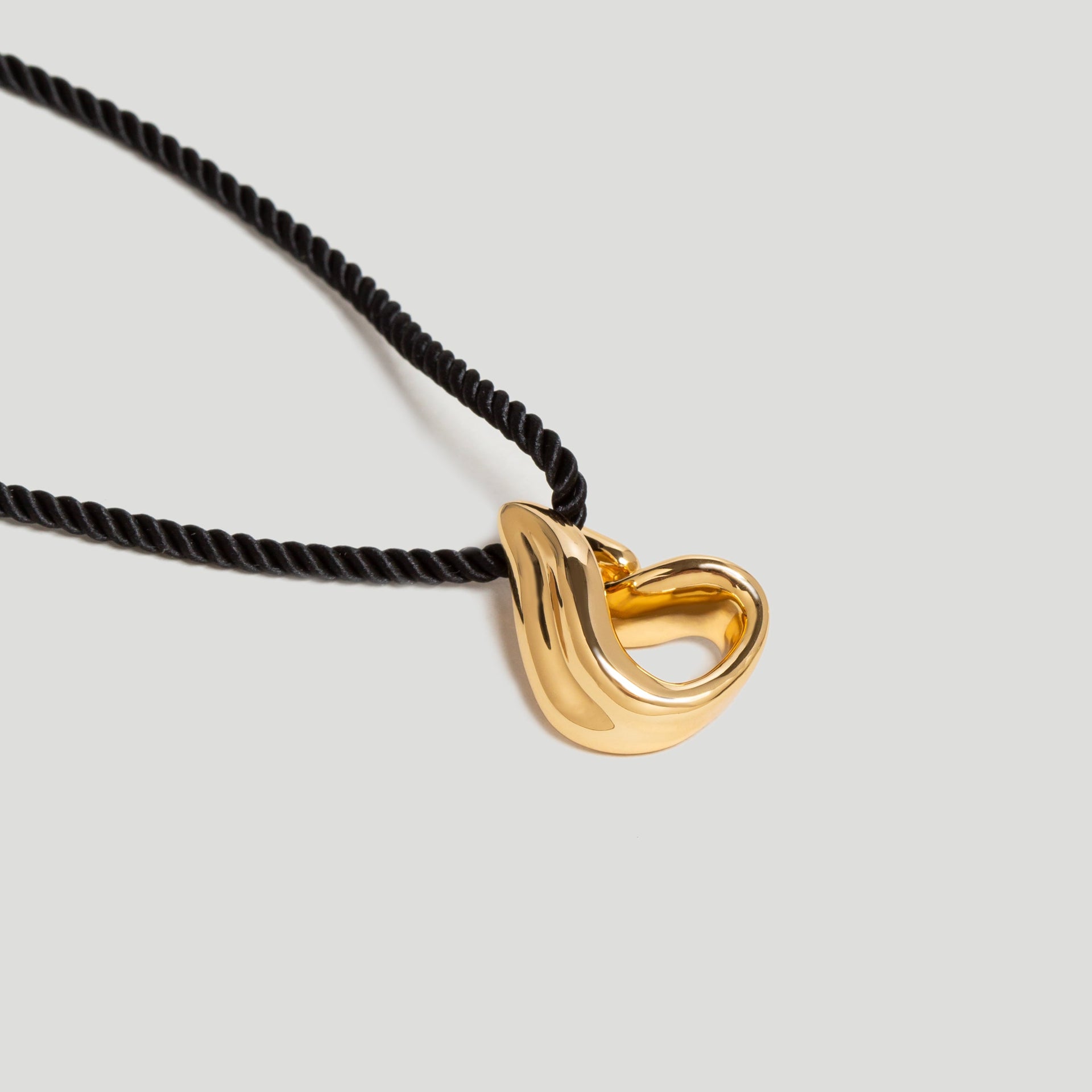 Wave Gold Pendant Cord Necklace in 18k Gold Plated Vermeil