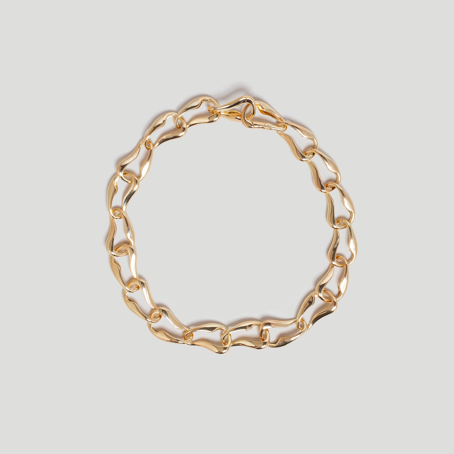 Wave Link Statement Gold Chain Necklace in 18k Gold Plate