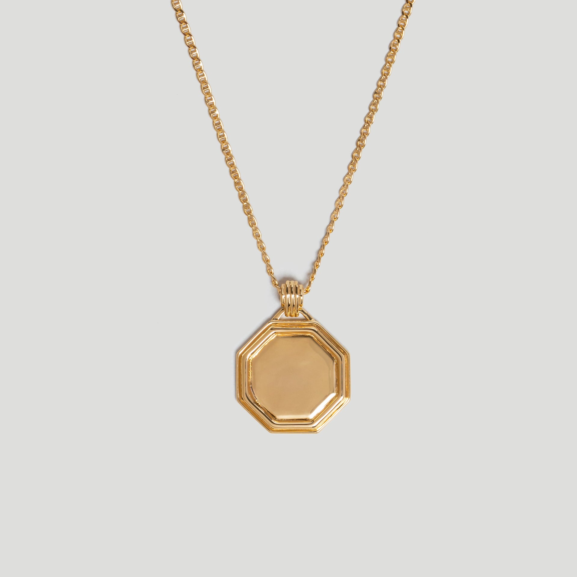 Octagon Gold Coin Necklace in 18k Gold Plated Sterling Silver