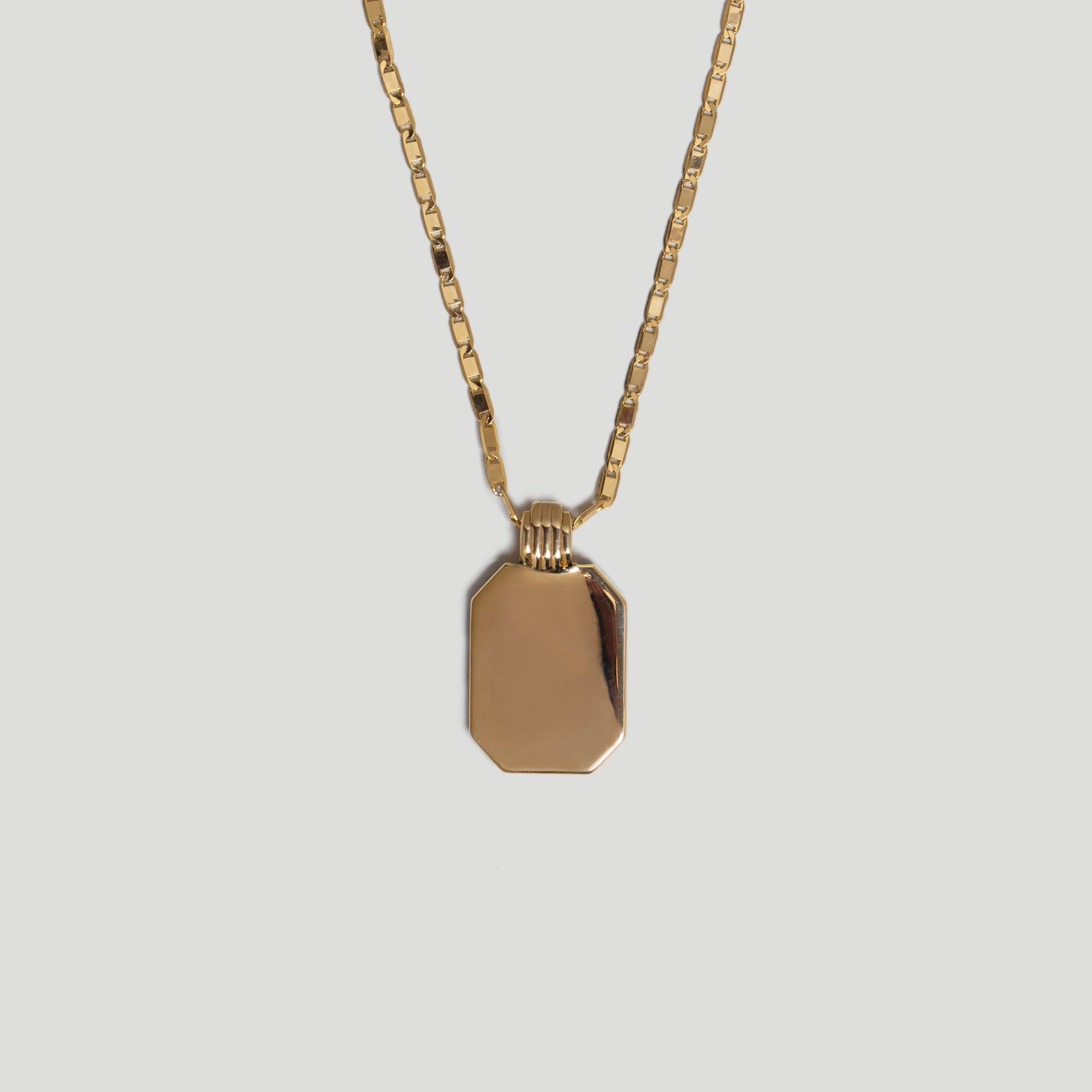 Dog Tag Necklace With Mixed Pave Crystals In 18K Gold Plated Vermeil & CZ