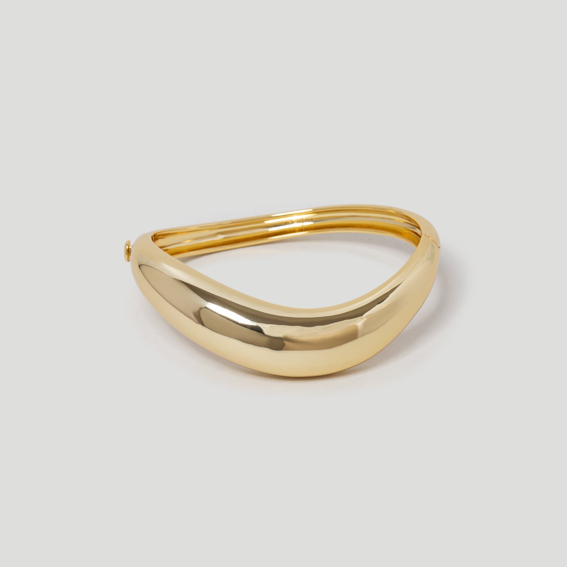 Wave Domed Gold Bangle Bracelet in 18k Gold Plating