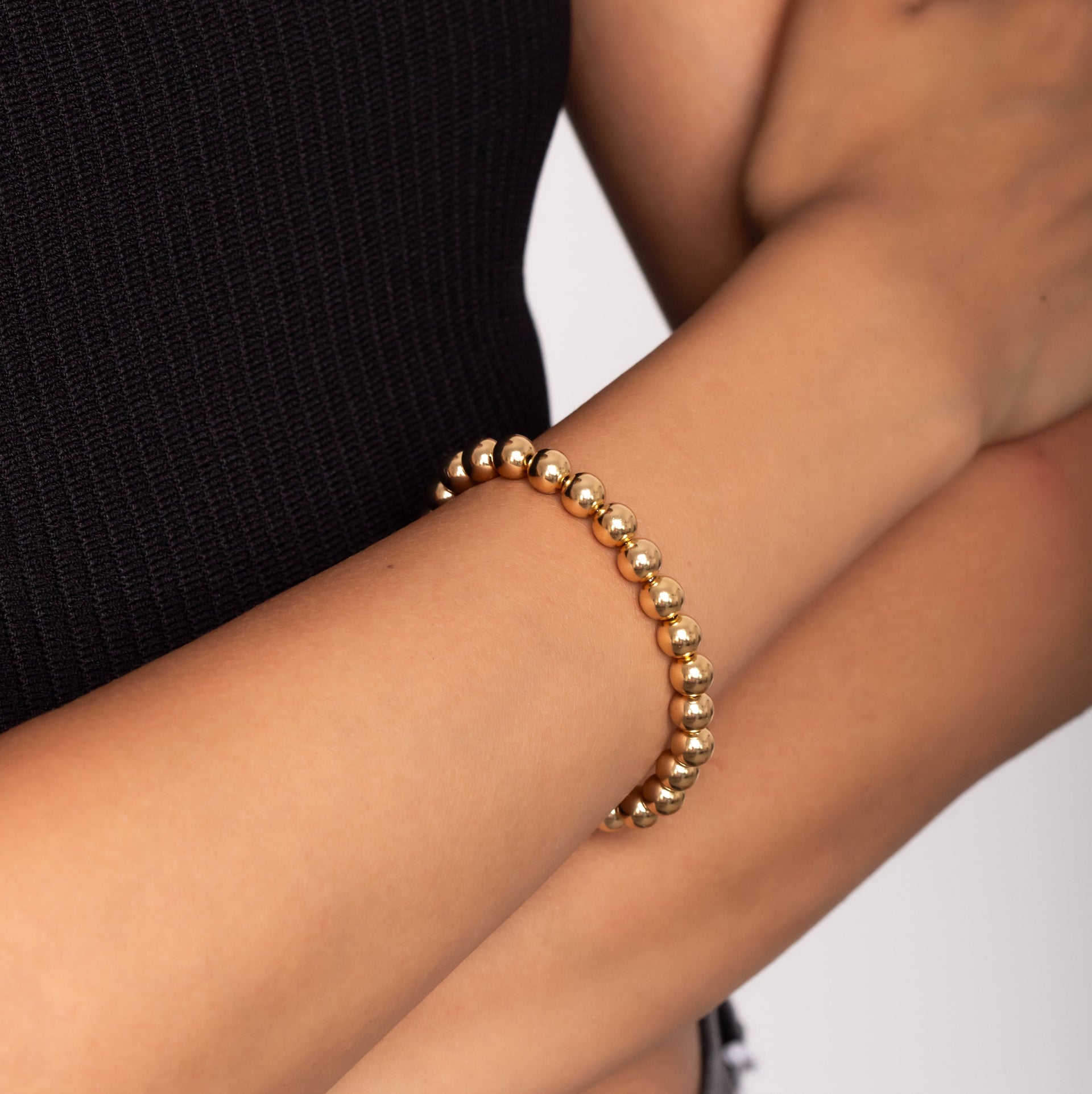 Gold Beaded Ball Chain Bracelet In 18K Gold Plated Sterling Silver